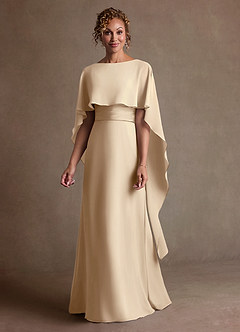 Azazie Marilla 신부의 어머니 드레스 A라인 주름진 쉬폰 플로어 길이 드레스 image4