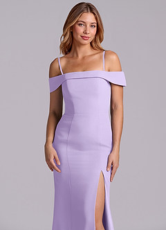 Azazie Luciana Robes de demoiselle d'honneur Robe Fourreau Convertible en Mousseline de soie Épaule décolletée Lilas image7