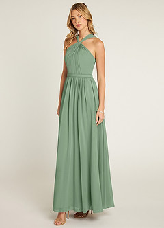 Azazie Jacey Bridesmaid Dresses Matcha A-Line Pleated Chiffon Dress image3