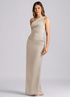 Azazie Akilah Brudtärnklänningar Klä av Sjöjungfru i Stretch Satin Ena axeln Frost image6