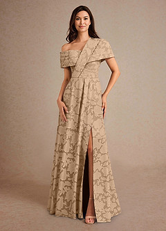 Azazie Milton Kleider für die Brautmutter A-Linie Plissee Blumen-Burnout Kleid Champagner image4