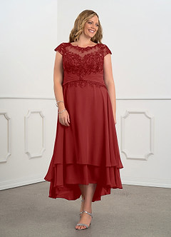 Azazie Shonda Mother of the Bride Dresses Rust Lace Chiffon Dress image8