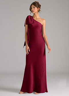 Azazie Capri Brautjungfernkleider Meerjungfrau-Linie One-Shoulder Stretch-Satin Kleid Burgunderrot image4