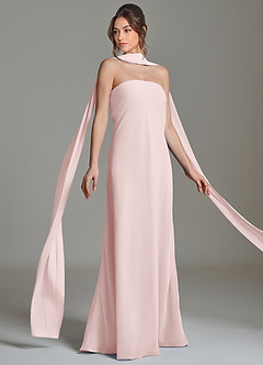 Azazie Ilana 신부 들러리 드레스 A라인 스트랩리스 쉬폰 바닥 길이 드레스 image5