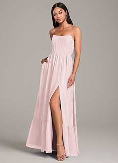 Azazie Kailee Bridesmaid Dresses Blushing Pink A-Line with Pockets Chiffon Dress image4