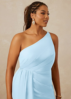 Christian Siriano Bridal for Azazie 1003 Bridesmaid Dresses Sky Blue Sheath One Shoulder Chiffon Dress image14