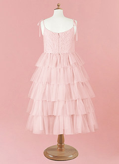 Barbie ♥ Azazie Flower Girl Dresses Blushing Pink A-Line Spaghetti Strap Tulle Dress image11