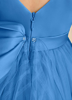 Azazie Pear Abiti da Ragazza di Fiori Abito Principessa in Tulle Fiocco Blue Jay image7