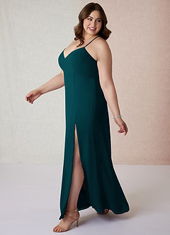 Azazie Manila Bridesmaid Dresses Pine Sheath V-Neck Chiffon Dress image9