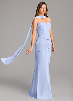 Azazie Sorrel Bridesmaid Dresses Ice Mermaid Corset Chiffon Dress image4