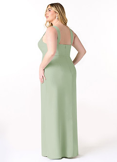 Azazie Denice Bridesmaid Dresses Dusty Sage Sheath Pleated Chiffon Dress image12