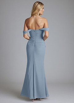 Azazie Luiza Bridesmaid Dresses Dusty Blue Mermaid Off the Shoulder Chiffon Dress image7