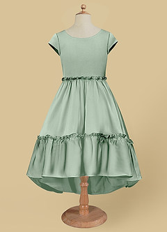 Azazie Lee Final Sale Agave A-Line Bow Stretch Satin Dress image6