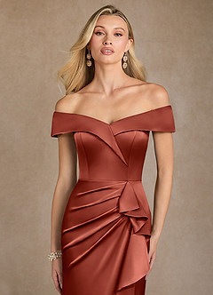 Azazie Laredo vestidos de madre de la novia Vestido de Terracota de Satén Elástico de Sirena con Vestidos sin tirantes image6