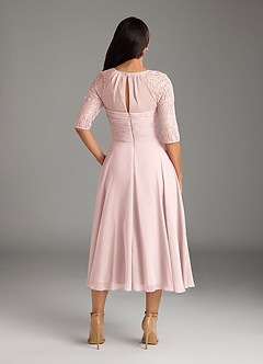 Azazie Dorothea Final Sale Blushing Pink A-Line Scoop lace Chiffon Dress image2