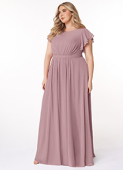 Azazie Daphne Bescheidene Brautjungfernkleider A-Linie Gekräuselt Chiffon Bodenlänge Kleider image8