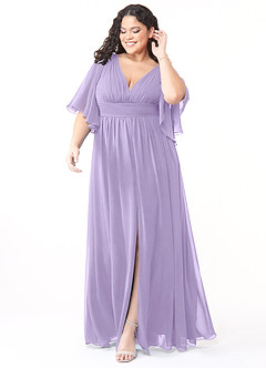 Azazie Temeka Bridesmaid Dresses Lilac A-Line Ruched Chiffon Dress image7