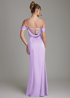 Azazie Nira Bridesmaid Dresses Lilac Mermaid Corset Stretch Satin Dress image8