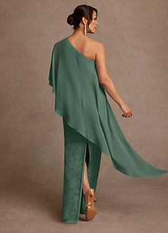 Azazie Wilma Mother of the Bride Dresses Eucalyptus Sheath One Shoulder Floral Burnout Dress image4