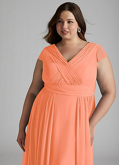Azazie Organa Brautjungfernkleider A-Linie Plissee Chiffon Kleid Sonnenuntergang image11