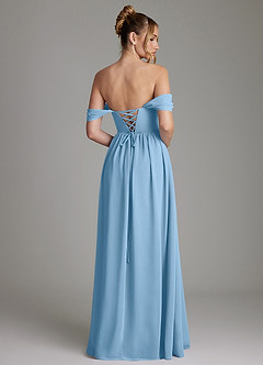 Azazie Caterina Bridesmaid Dresses Steel Blue A-Line Corset Chiffon Dress image10