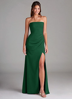 Azazie Leonis Bridesmaid Dresses Dark Green Sheath Strapless Stretch Crepe Convertible Dress image1
