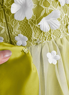 Azazie Celia Robe Demoiselle D'honneur Fillette Robe Trapèze en Tulle Dentelle Citronnelle image8