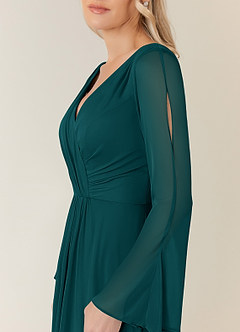 Azazie Teraso Mother of the Bride Dresses Peacock A-Line Pleated Mesh Dress image5