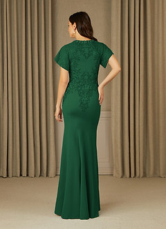 Azazie Adonna Final Sale Dark Green Mermaid Lace Dress image3
