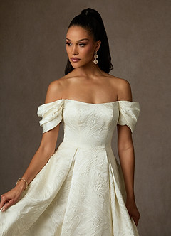 Azazie Efina Hochzeitskleider Ballkleid Blumen-Jacquard Kleid Antikweiß image4