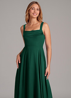 Azazie Shaude Bridesmaid Dresses Emerald A-Line Pleated Chiffon Dress image5