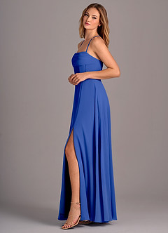 Azazie Carolyn Bridesmaid Dresses Royal Blue A-Line Pleated Chiffon Dress image3