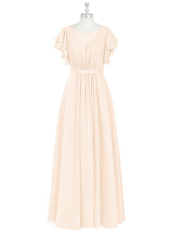 Azazie Daphne Modest Bridesmaid Dresses A-Line Ruffled Chiffon Floor-Length Dress image31