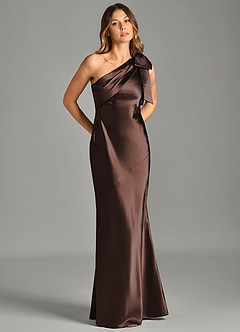 Azazie Yuanna Bridesmaid Dresses Ganache Mermaid One Shoulder Metallic Satin Dress image5