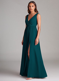 Azazie Tanicia Bridesmaid Dresses Pine A-Line Pleated Chiffon Dress image2