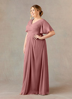 Azazie Morning Glory Mother of the Bride Dresses A-Line V-Neck Ruched Chiffon Floor-Length Dress image8