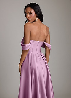 Azazie Loisa Abiti da Damigella Abito A-Line in Raso Elasticizzato a Spalla Scoperta Glicine image4