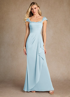 Azazie Belfast vestidos de madre de la novia Vestido de Azul Cielo de Malla de Recto con Encaje image4