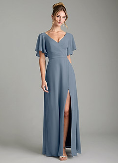 Azazie Ambrosia Bridesmaid Dresses Twilight A-Line Pleated Chiffon Dress image1