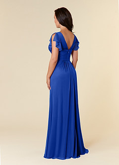Azazie Reneya Mother of the Bride Dresses Royal Blue A-Line Pleated Mesh Dress image3