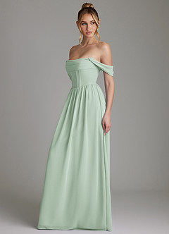 Azazie Caterina Bridesmaid Dresses Agave A-Line Corset Chiffon Dress image9