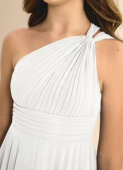 Azazie Charlize Junior White A-Line Pleated Chiffon Dress image6
