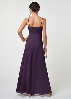 Azazie Sonya Junior Plum A-Line Lace Chiffon Dress image2