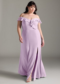 Azazie Sophie Bridesmaid Dresses Frosted Lilac A-Line Off the Shoulder Chiffon Convertible Dress image6