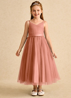 Azazie Patootie vestidos de niña de las flores Vestido de Mai Tai de Tul de Corte En A con Tirante Espagueti image1