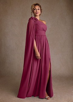 Azazie Lancaster vestidos de madre de la novia Vestido de Mora de Gasa de Corte en A con Hombro unilateral image3