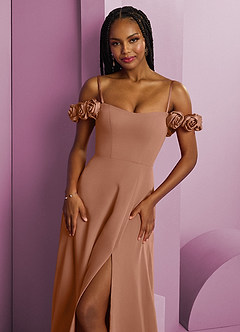 Barbie ♥ Azazie Bridesmaid Dresses Bronzer A-Line Off the Shoulder Chiffon Convertible Dress image3