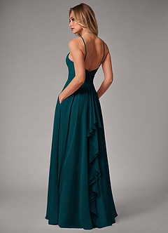 Azazie Amalia Bridesmaid Dresses Pine A-Line Pleated Chiffon Dress image2
