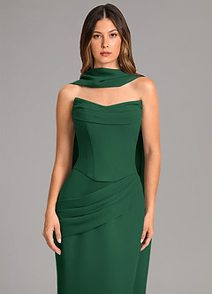 Azazie Sorrel Bridesmaid Dresses Dark Green Mermaid Corset Chiffon Dress image6