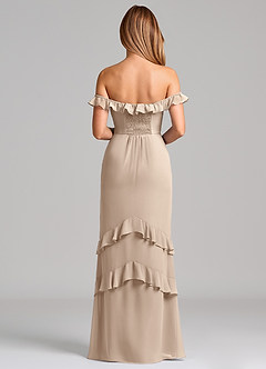 Azazie Marilynn Brudtärnklänningar Klä av Sjöjungfru i Chiffong Av axeln Taupe image2